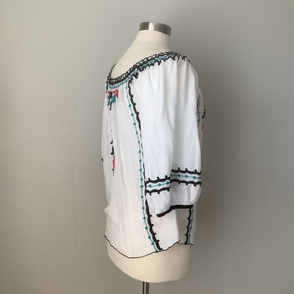 POUPETTE ST BARTH Floral Embroidered 3/4 Sleeve Blouse L‎ - Picture 11 of 16